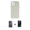 MARSİLYAN™- iPhone 12 Pro Kılıf Yadigar Yansıma Serisi - Siyah 3D Antistatik Hayalet Cam Ekran Koruyucu + Neon Fosforlu Kamera Lens - TU