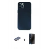 MARSİLYAN™- iPhone 12 Pro Kılıf Yadigar Yansıma Serisi - Siyah 3D Antistatik Hayalet Cam Ekran Koruyucu + Renkli Kamera Lens Koruma Cam - SI