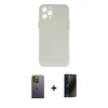 MARSİLYAN™- iPhone 12 Pro Kılıf Yadigar Yansıma Serisi - Siyah 3D Antistatik Hayalet Cam Ekran Koruyucu + Neon Fosforlu Kamera Lens - YL