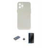 MARSİLYAN™- iPhone 12 Pro Kılıf Yadigar Yansıma Serisi - Siyah 3D Antistatik Hayalet Cam Ekran Koruyucu + Renkli Kamera Lens Koruma Cam - YL