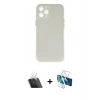 MARSİLYAN™- iPhone 12 Pro Kılıf Yadigar Yansıma Serisi - Siyah 3D Antistatik Seramik Nano Ekran Koruyucu + Şeffaf Kamera Lens Koruma Cam