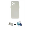 MARSİLYAN™- iPhone 12 Pro Kılıf Yadigar Yansıma Serisi - Siyah 3D Antistatik Seramik Nano Ekran Koruyucu + Rainbow Kamera Lens Koruma Cam - GD