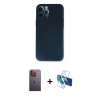 MARSİLYAN™- iPhone 12 Pro Kılıf Yadigar Yansıma Serisi - Siyah 3D Antistatik Seramik Nano Ekran Koruyucu + Neon Fosforlu Kamera Lens - SI
