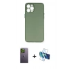 MARSİLYAN™- iPhone 12 Pro Kılıf Yadigar Yansıma Serisi - Siyah 3D Antistatik Seramik Nano Ekran Koruyucu + Neon Fosforlu Kamera Lens - YL