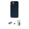MARSİLYAN™- iPhone 12 Pro Kılıf Yadigar Yansıma Serisi - Siyah 6D Mat Seramik Hayalet Nano Ekran Koruyucu + Sarı Renkli Kamera Lens Koruma Cam