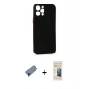 MARSİLYAN™- iPhone 12 Pro Kılıf Yadigar Yansıma Serisi - Siyah 6D Mat Seramik Hayalet Nano Ekran Koruyucu + Metal Kamera Lens Koruma Cam - KI