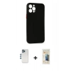 MARSİLYAN™- iPhone 12 Pro Kılıf Yadigar Yansıma Serisi - Siyah 6D Mat Seramik Hayalet Nano Ekran Koruyucu + Shine Kamera Lens - MI