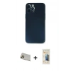 MARSİLYAN™- iPhone 12 Pro Kılıf Yadigar Yansıma Serisi - Siyah 6D Mat Seramik Hayalet Nano Ekran Koruyucu + Gold Rainbow Kamera Lens Koruma Cam