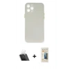 MARSİLYAN™- iPhone 12 Pro Kılıf Yadigar Yansıma Serisi - Siyah 6D Mat Seramik Hayalet Nano Ekran Koruyucu + Kamera Lens Koruma Cam - SF
