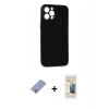 MARSİLYAN™- iPhone 12 Pro Kılıf Yadigar Yansıma Serisi - Siyah 6D Mat Seramik Hayalet Nano Ekran Koruyucu + Metal Kamera Lens Koruma Cam - KUYL