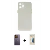 MARSİLYAN™- iPhone 12 Pro Kılıf Yadigar Yansıma Serisi - Siyah 6D Mat Seramik Hayalet Nano Ekran Koruyucu + Neon Fosforlu Kamera Lens - SI