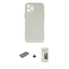 MARSİLYAN™- iPhone 12 Pro Kılıf Yadigar Yansıma Serisi - Siyah 6D Mat Seramik Hayalet Nano Ekran Koruyucu + Sarı Renkli Kamera Lens Koruma Cam