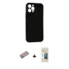 MARSİLYAN™- iPhone 12 Pro Kılıf Yadigar Yansıma Serisi - Siyah 6D Mat Seramik Hayalet Nano Ekran Koruyucu + Shine Kamera Lens Koruma Cam - SABE
