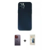 MARSİLYAN™- iPhone 12 Pro Kılıf Yadigar Yansıma Serisi - Siyah 6D Mat Seramik Hayalet Nano Ekran Koruyucu + Turuncu Neon Fosforlu Kamera Lens