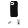 MARSİLYAN™- iPhone 12 Pro Kılıf Yadigar Yansıma Serisi - Siyah 6D Mat Seramik Hayalet Nano Ekran Koruyucu + Shine Kamera Lens Koruma Cam - MI