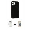 MARSİLYAN™- iPhone 12 Pro Kılıf Yadigar Yansıma Serisi - Siyah 6D Mat Seramik Hayalet Nano Ekran Koruyucu + Shine Kamera Lens - GS