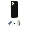 MARSİLYAN™- iPhone 12 Pro Kılıf Yadigar Yansıma Serisi - Siyah 6D Mat Seramik Hayalet Nano Ekran Koruyucu + Metal Kamera Lens Koruma Cam - AKYL