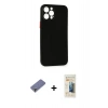 MARSİLYAN™- iPhone 12 Pro Kılıf Yadigar Yansıma Serisi - Siyah 6D Mat Seramik Hayalet Nano Ekran Koruyucu + Metal Kamera Lens Koruma Cam - GD