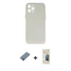 MARSİLYAN™- iPhone 12 Pro Kılıf Yadigar Yansıma Serisi - Siyah 6D Mat Seramik Hayalet Nano Ekran Koruyucu + Gümüş Metal Kamera Lens Koruma Cam