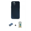MARSİLYAN™- iPhone 12 Pro Kılıf Yadigar Yansıma Serisi - Siyah Polymer Nano Ekran Koruyucu + Gold Shine Kamera Lens Koruma Cam