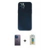 MARSİLYAN™- iPhone 12 Pro Kılıf Yadigar Yansıma Serisi - Siyah Polymer Nano Ekran Koruyucu + Neon Fosforlu Kamera Lens - MI