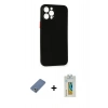 MARSİLYAN™- iPhone 12 Pro Kılıf Yadigar Yansıma Serisi - Siyah Polymer Nano Ekran Koruyucu + Metal Kamera Lens Koruma Cam - AKYL
