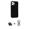 MARSİLYAN™- iPhone 12 Pro Kılıf Yadigar Yansıma Serisi - Siyah Polymer Nano Ekran Koruyucu + Kamera Lens Koruma Cam - SF