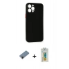 MARSİLYAN™- iPhone 12 Pro Kılıf Yadigar Yansıma Serisi - Siyah Polymer Nano Ekran Koruyucu + Shine Kamera Lens Koruma Cam - SH