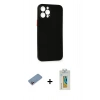 MARSİLYAN™- iPhone 12 Pro Kılıf Yadigar Yansıma Serisi - Siyah Polymer Nano Ekran Koruyucu + Shine Kamera Lens Koruma Cam - PE