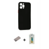 MARSİLYAN™- iPhone 12 Pro Kılıf Yadigar Yansıma Serisi - Siyah Polymer Nano Ekran Koruyucu + Shine Kamera Lens Koruma Cam - SABE
