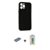 MARSİLYAN™- iPhone 12 Pro Kılıf Yadigar Yansıma Serisi - Siyah Polymer Nano Ekran Koruyucu + Renkli Kamera Lens Koruma Cam - YL