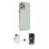 MARSİLYAN™- iPhone 12 Pro Kılıf Yankı Serisi - Şeffaf 360 Full Body Arka Koruyucu + Shine Kamera Lens - GD