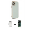 MARSİLYAN™- iPhone 12 Pro Kılıf Yankı Serisi - Şeffaf 360 Full Body Arka Koruyucu + Gümüş Shine Kamera Lens