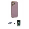 MARSİLYAN™- iPhone 12 Pro Kılıf Yankı Serisi - Şeffaf 360 Full Body Arka Koruyucu + Renkli Kamera Lens Koruma Cam - MI