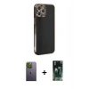MARSİLYAN™- iPhone 12 Pro Kılıf Yankı Serisi - Şeffaf 360 Full Body Arka Koruyucu + Neon Fosforlu Kamera Lens - YL