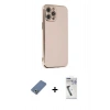 MARSİLYAN™- iPhone 12 Pro Kılıf Yankı Serisi - Şeffaf Uv Polymer Nano Ekran Koruyucu + Metal Kamera Lens Koruma Cam - AKYL