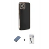MARSİLYAN™- iPhone 12 Pro Kılıf Yankı Serisi - Şeffaf Uv Polymer Nano Ekran Koruyucu + Metal Kamera Lens Koruma Cam - AKYL
