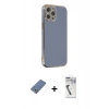 MARSİLYAN™- iPhone 12 Pro Kılıf Yankı Serisi - Şeffaf Uv Polymer Nano Ekran Koruyucu + Metal Kamera Lens Koruma Cam - AKYL
