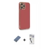 MARSİLYAN™- iPhone 12 Pro Kılıf Yankı Serisi - Şeffaf Uv Polymer Nano Ekran Koruyucu + Metal Kamera Lens Koruma Cam - AKYL
