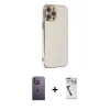 MARSİLYAN™- iPhone 12 Pro Kılıf Yankı Serisi - Şeffaf Uv Polymer Nano Ekran Koruyucu + Neon Fosforlu Kamera Lens - BZ