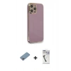 MARSİLYAN™- iPhone 12 Pro Kılıf Yankı Serisi - Şeffaf Uv Polymer Nano Ekran Koruyucu + Shine Kamera Lens Koruma Cam - GI