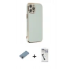 MARSİLYAN™- iPhone 12 Pro Kılıf Yankı Serisi - Şeffaf Uv Polymer Nano Ekran Koruyucu + Shine Kamera Lens Koruma Cam - GI