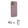 MARSİLYAN™- iPhone 12 Pro Kılıf Yankı Serisi - Şeffaf Uv Polymer Nano Ekran Koruyucu + Rainbow Kamera Lens Koruma Cam - GD
