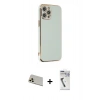 MARSİLYAN™- iPhone 12 Pro Kılıf Yankı Serisi - Şeffaf Uv Polymer Nano Ekran Koruyucu + Rainbow Kamera Lens Koruma Cam - GD