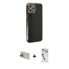 MARSİLYAN™- iPhone 12 Pro Kılıf Yankı Serisi - Şeffaf Uv Polymer Nano Ekran Koruyucu + Rainbow Kamera Lens Koruma Cam - GD