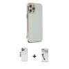 MARSİLYAN™- iPhone 12 Pro Kılıf Yankı Serisi - Şeffaf Uv Polymer Nano Ekran Koruyucu + Shine Kamera Lens - GS
