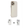 MARSİLYAN™- iPhone 12 Pro Kılıf Yankı Serisi - Şeffaf Uv Polymer Nano Ekran Koruyucu + Shine Kamera Lens - GS
