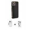 MARSİLYAN™- iPhone 12 Pro Kılıf Yankı Serisi - Şeffaf Uv Polymer Nano Ekran Koruyucu + Shine Kamera Lens - MI