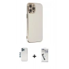 MARSİLYAN™- iPhone 12 Pro Kılıf Yankı Serisi - Şeffaf Uv Polymer Nano Ekran Koruyucu + Shine Kamera Lens - MI