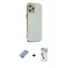 MARSİLYAN™- iPhone 12 Pro Kılıf Yankı Serisi - Şeffaf Uv Polymer Nano Ekran Koruyucu + Metal Kamera Lens Koruma Cam - KUYL